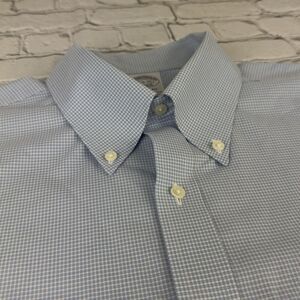 Brooks Brothers Men Dress Shirt 16 1/2-35 Regent Stretch Button Down Blue,White